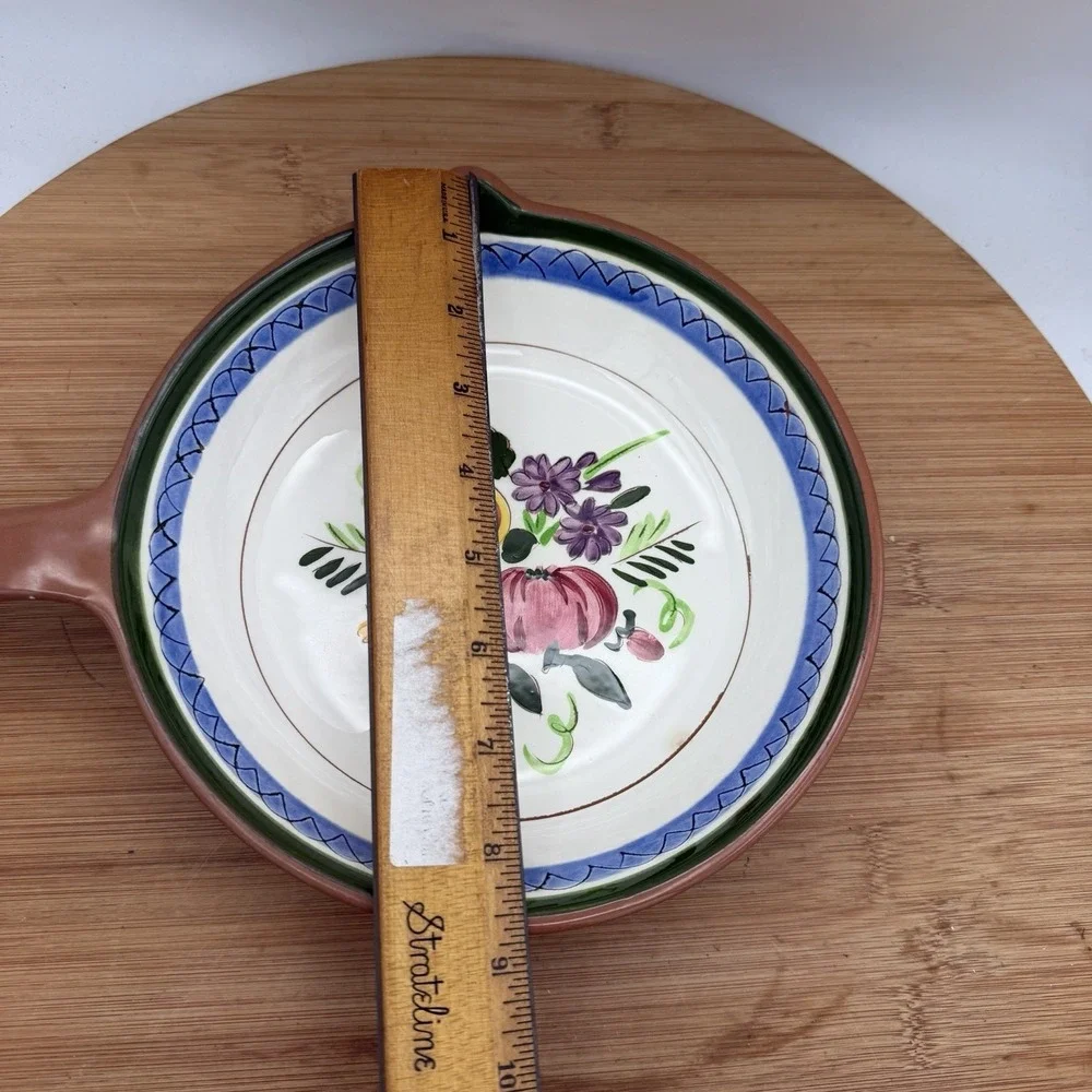 Stangl Pottery Durafired Fruit & Flowers Oven Proof Frying Pan‎ Skillet 8